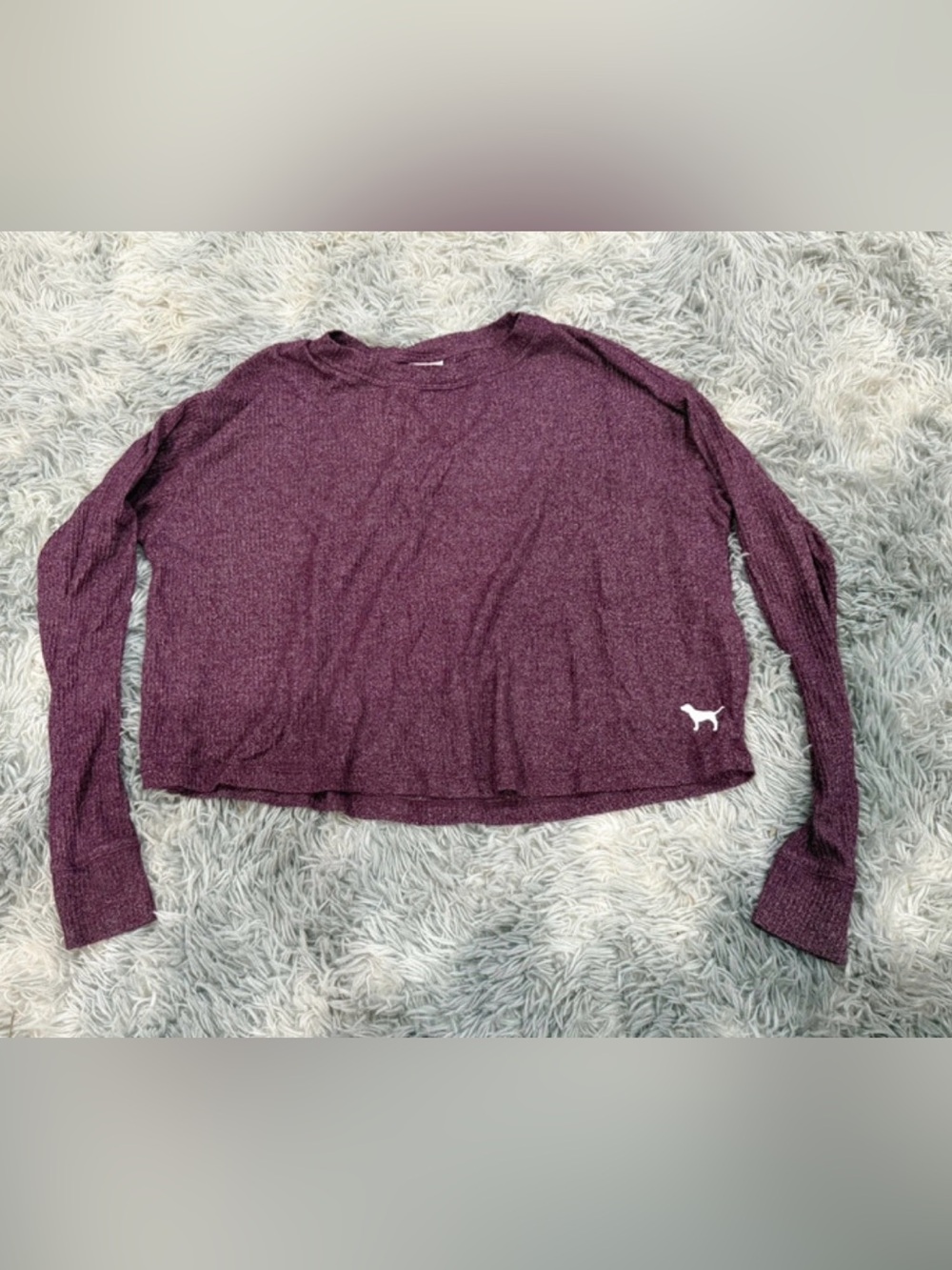 PINK Victoria's Secret Cropped Long Sleeve Sweater - Plum